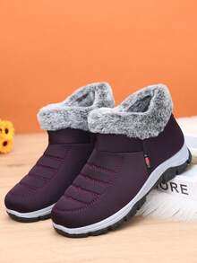 Vinter Nya Plysch Förtjockade Varma Casual Bekväma Slitstarka Halkfria Stövlar För Medelålders & Äldre Damer - Blåröd - Visa 6