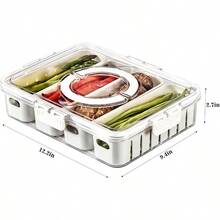 MineSign 2Pack Divided Snackle Box With Lids Stackable Food Serving Tray For FruitandVeggie Plastic Fridge Storage Container For Pantry Freezer Clear Snack Box For Meal Prep Candy Nuts Spice - 1 包,含 4 個隔層 - 查看 3