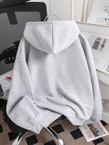 Tween Boy Cartoon Animal Print Warm Sweatshirt - Grey - View 2