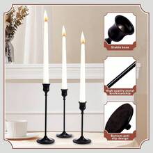 Candlestick Holders Set Of 3, Black Taper Candle Holders, Vintage Modern Decorative Centerpiece Table, Mantel, Wedding, Housewarming