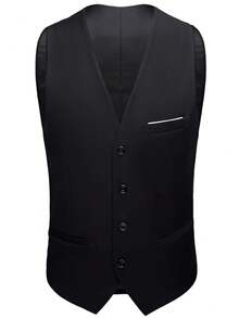 Men's Suit,Elegant Men's 3-Piece Suit, Including A Shawl-Collar Suit Jacket, A Waistcoat, And Matching Dress Pants. It Serves As Both A Wedding Suit And A Business Suit, Featuring A Slim-Fit Formal Suit Set With A Solid-Color Business Casual Style And A Simple Yet Sophisticated Design.Suitable For Wearing In Scenarios Such As Daily Leisure, Holiday Events, Business Occasions, Weddings, Dances, And Commuting To Work. It Is Also An Excellent Gift For Boyfriends Or Husbands. - màu đen - Xem 6