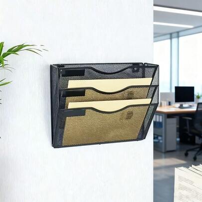 3-Tier Wall-Mounted Paper Organizer | Large Capacity Office Storage Box & File Manager | Hanging Holder (Black) – Stylish And Functional