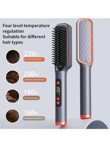 Heated Hair Straightening Comb – An Upgraded Ionic Mini Hair Straightener With A Wave-Shaped Comb Design, For Quickly Creating Smooth And Sleek Hairstyles. Lightweight And Easy To Use, Perfect For Travel; Also Features A High Number Of Negative Ions.