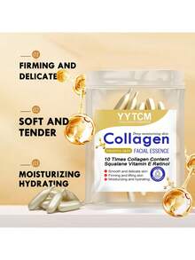 30粒/包 胶原蛋白紧致胶囊精华，保湿，柔滑肌肤，蕴含植物来源角鲨烷、视黄醇、维生素E深层补水精华（0.4克 x 30粒） - 白色 - 查看 10