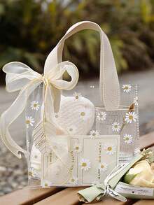 1 Stück PVC transparente Kunststoff Handtasche, Hochzeits-Geschenktasche, hochwertige kleine Gänseblümchen Geschenktasche für Süßigkeiten, geeignet für tägliche Festlichkeiten und Hochzeitsfeier Geschenkverpackung.