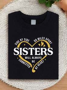 Conjunto para el Día de la Madre, Camiseta para Hermanas "Juntas o a Kilómetros de Distancia", Camiseta para Viaje de Hermanas, Conjunto a Juego para Vacaciones de Hermanas, Camisetas para Viaje de Fin de Semana para Hermanas, Camiseta a Juego para Hermanas. SH-419tops de mujer - Blanco - Ver 5