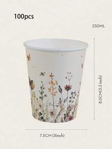 10/50/100pcs Floral Patterned 9oz Paper Cups, Flower Theme Disposable Bathroom Cups, Rinse Cups, Paper Cups, Disposable Drinking Cups For Party, Home And Office Use, Gifts For Guests, Friends, Disposable Coffee Cups, Water Cups, Juice Cups, Candy Snack Cups, Bridal Shower Favors, Party Supplies, Suitable For Various Festivals And Parties, Party Decorations - Multicolor - View 10
