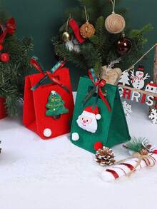 حقيبة من الشعر الاصطناعي للكريسماس، صندوق/حقيبة تفاح عيد الميلاد، حقيبة هدايا، حقيبة هدايا ديكور الحلوى