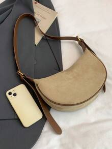 Minimalist Solid Color Shoulder Bag, Casual Matte Fabric Crossbody Bag For Girls - A - View 4