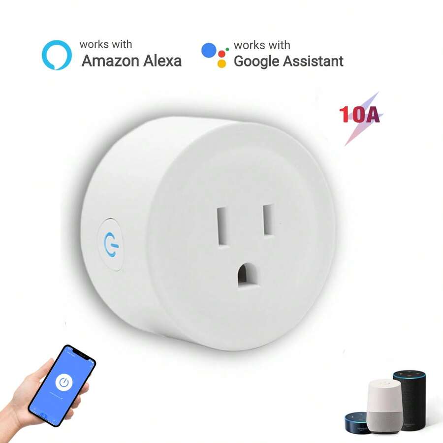 Enchufe Inteligente WiFi 10A, Compatible con Alexa y Assistant, Control por Voz, Control por App, con Temporizador y Controlador de Grupo, Sin Hub Requerido, Solo Compatible con WiFi 2.4G - Ver 1