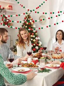 2 个圣诞绒球，白绿红绒球花环，圣诞节 DIY 圣诞装饰，创意工艺品装饰，可爱悬挂毛毡球红白绿绒球珠饰串横幅花环教室家庭墙壁派对悬挂花环横幅，适用于圣诞派对装饰道具，节日装饰，圣诞树悬挂装饰，家庭墙壁悬挂装饰 - 彩色 - 查看 8