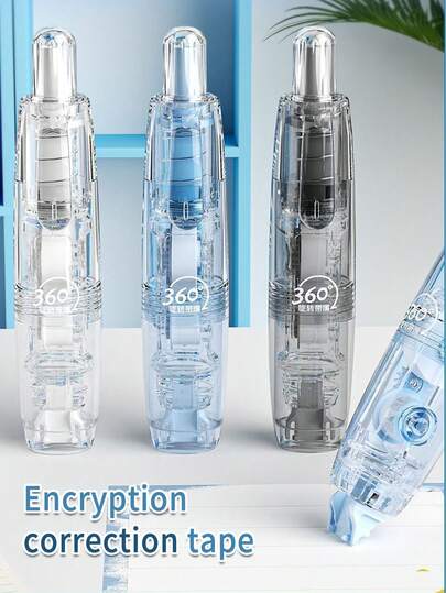 1 قطعة شريط تصحيح دوار بزاوية 360 درجة مضاد للانزلاق مع بكرة قابلة للاستبدال، مناسب لطلاب المدارس الابتدائية والمتوسطة، مقاوم للتلاف، لوازم مدرسية