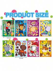 Paw Patrol Paw Patrol 8/16 Sheets Cute PAW Patrol Puzzle Anime Stickers, DIY Make-A-Face Assemble Funny ,Cartoon Decal Assemble Jigsaw Gift Toy
