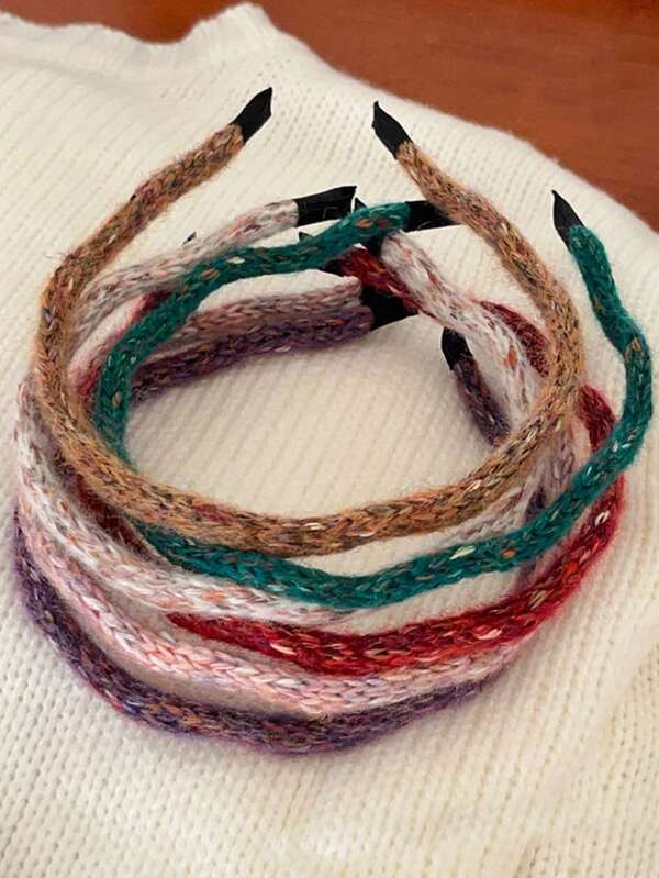 DOU LE Wavy Knitted Headband - Solid Purple Bohemian Polyester ,Beauty ,Hair Hair Hoop