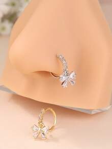 1 Ngôi Sao Vàng Ký Bèo Mũi Vòng Nhẫn Sáng Bóng CZ Bạc Mũi Trang Sức Khuyên Dành Cho Nữ - Vòng mũi lủng lẳng - Xem 13