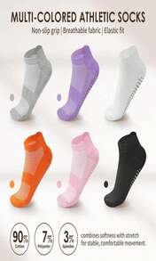 Dersoud Pilates Socks Grip For Women Non-Slip Grippy Yoga Socks Ankle For Barre, Ballet, Barefoot Training &Amp; Hospital Use - ColorK - 查看 7