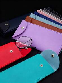 1 pièce Étui à lunettes portable coloré, étui à lunettes en PU léger et durable, convient pour les lunettes de lecture, sac de rangement accessoire d'usage quotidien pour hommes et femmes - Multicolore - Voir 3