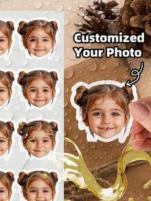 1-100张定制人脸贴纸，照片肖像贴纸 - 模切可移除乙烯基材质，单张派对礼品，多用途，耐用，装饰性强，可重复使用，精致时尚，高品质，色彩鲜艳，现代时尚，可定制，个性化，独特 - 彩色 - 查看 6