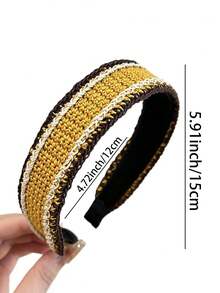 1pc Retro Contrast Color Knitted Headband, Casual Versatile Woolen Fabric High-End Autumn/Winter Hair Accessory ,Hair Band