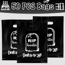 10/20/50个“告别我的20岁”30岁生日派对礼品袋，男女通用“我的青春葬礼”趣味生日装饰 - 黑色 - 查看 2