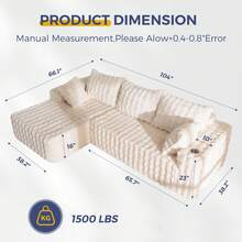 MAXYOYO 104" Modular Sectional Sofa With L-Shaped Chaise,Modern Boneless Cloud Feel Plush Couch For Living Room,Apartment And Home Theater,No Assembly Required - Màu be - Xem 4