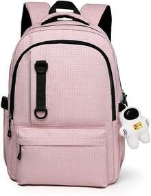 RFID Mochilas para estudiantes universitarios, Mochila de Viaje impermeable, Mochila para mujeres y hombres, Mochila para Laptop de 15.6 pulgadas, para escuela, viajes, oficina - rosa - Ver 5