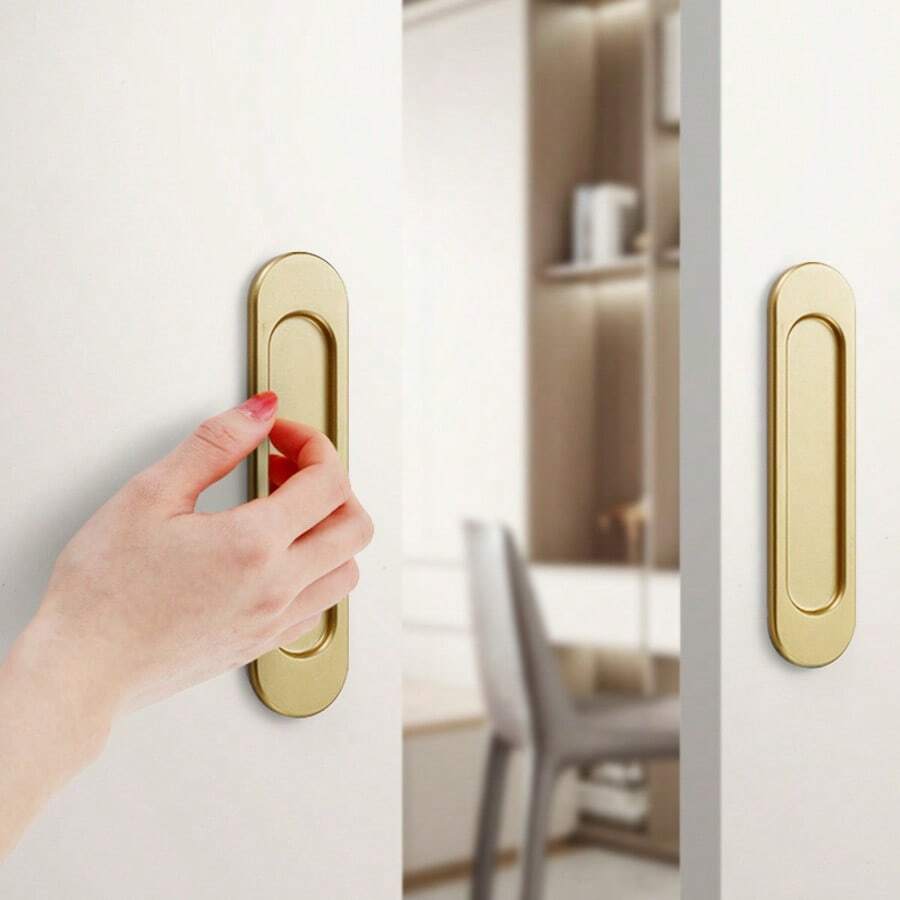 2 tay nắm cửa trượt kiểu chuồng trại - Tay nắm cửa trượt không cần khoan, phù hợp với cửa kính phòng tắm, phụ kiện nội thất ẩn, lắp đặt dễ dàng, phụ kiện phòng tắm hiện đại | Tay nắm cửa trơn tru | Tay nắm vận hành trơn tru, phụ kiện phòng tắm