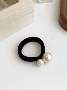 1件珍珠发饰，适合女性/女孩在学校典礼、结婚纪念日、摄影派对等场合佩戴。黑色韩版时尚珍珠发圈，粉色花朵蝴蝶结/弹力发圈 - 粉色花朵弹力发圈带蝴蝶结马尾辫发圈，发绳，夏季、假日、旅行必备发圈 - 彩色 - 查看 3