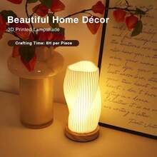 1pc Bedside Lamp With Wooden Base - Button Control Bedroom Table Lamp, Suitable For Living Room, Bedroom, Dorm, Office, Dimmable Nightstand Light