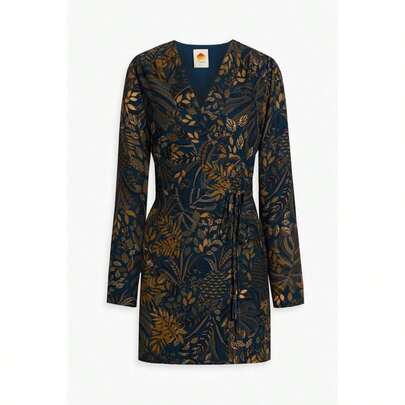 FARM Rio Printed Crepe Mini Wrap Dress |