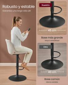 Juego de 2 Taburetes de Bar, Sillas Altas Giratorias Regulables en Altura, Sillas de Cocina con Respaldo y Reposapiés, Comedor, Mostrador, Acero, Blanco Crema - Blanco - Ver 4