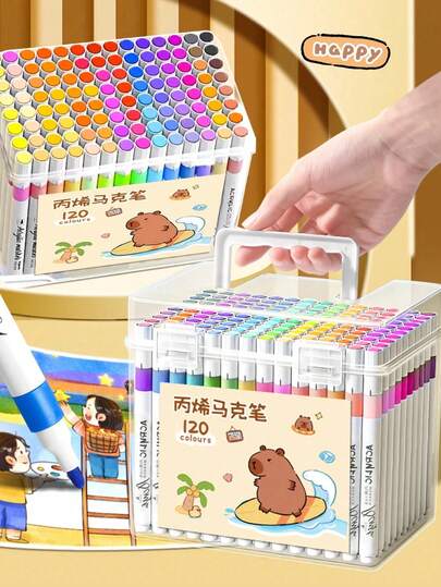 亚克力马克笔，艺术 DIY 涂鸦笔，彩色绘画水彩艺术马克笔套装，用于丙烯艺术绘画，防水快干，适合学生涂鸦、教师和学校使用（款式随机）