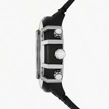 Diesel 1 Piece Diesel Griffed Chronograph Men's Watch – 48 Mm Black Stainless Steel Case, Black Sunray Dial With Stick Indexes, Black Leather Strap, 50 M Water-Resistant Statement Timepiece –DZ4572