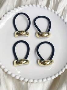 4/1 chiếc Dây buộc tóc kim loại vàng cho nữ - Dây buộc tóc co giãn họa tiết hình học, phù hợp với tóc dày, phụ kiện tóc thanh lịch kiểu cổ điển cho sinh nhật và các dịp đặc biệt, thiết kế tinh tế, có thể điều chỉnh linh hoạt, dùng để buộc tóc đuôi ngựa, dây chun buộc tóc, dây buộc tóc bằng cao su, phụ kiện buộc tóc bằng dây thun. - Vàng - Xem 6
