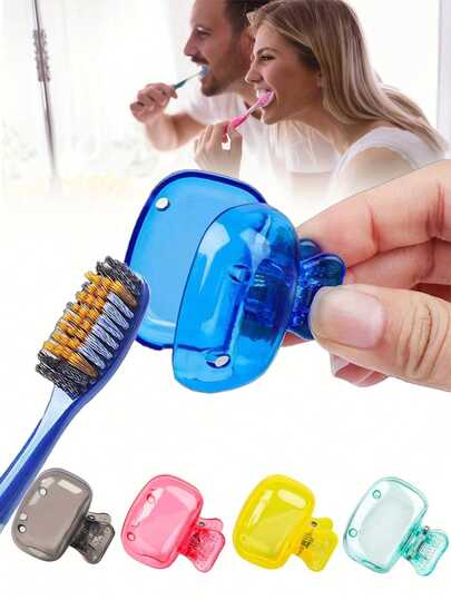 Neutral, Multicolored (Blue/Transparent/Red/Green/Pink/Purple), Spring Clip Design With Ventilation Holes, Made Of PP Material, Dustproof And Portable, Practical Minimalist Style, Toothbrush Head Cover, Suitable For Travel/Camping/Back To School, Christmas Gifts, Travel Essentials.