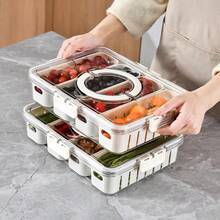 MineSign 2Pack Divided Snackle Box With Lids Stackable Food Serving Tray For FruitandVeggie Plastic Fridge Storage Container For Pantry Freezer Clear Snack Box For Meal Prep Candy Nuts Spice - 2 件裝,含 8 個隔層 - 查看 3