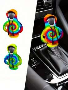 1Pc Vibrant Tie-Dye Gear Shift Hoodie Cover - Suitable For Car Interior, Colorful Car Accessories & Decoration. Made Of Soft Polyester Fabric, It's A Stylish And Practical Car Gadget. Simply Slip It Over The Gear Shift During Installation, No Tools Required, For Easy Operation.