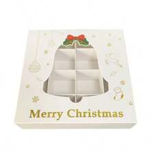 Christmas Gift Boxes With Festive Cut-Out Designs - Santa, Snowflakes, Trees, Gnomes & Bells - Perfect For Candy & Chocolate Treats - Holiday Party Favors, Christmas Decorations Home Decor Room Decor Winter