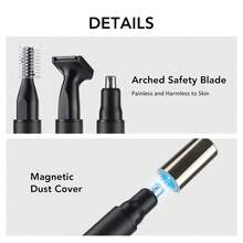 Hailicare 3-In-1 Men's Grooming Kit 7500 RPM Powerful Motor 3D Safety Blade Head Type-C Fast Charge Magnetic Dust Cover Gift For Boyfriend & Dad - Black - View 7