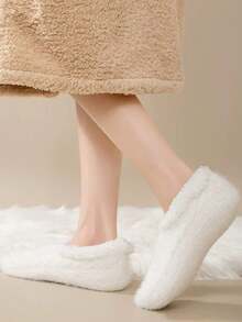 2/1 双女士厚实保暖羊毛睡眠袜，防滑毛绒家居袜，休闲室内拖鞋袜，时尚百搭 - 彩色 - 查看 4