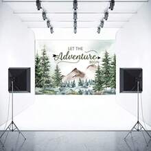 DAperturee Adventure Awaits Baby Shower Backdrop 7x5ft Let The Adventure Begin Pine Tree Mountain Wildern Adventure Woodland Animals Photography Background Forest Party Decorations Photo Booth Props10 - 彩色 - 查看 4