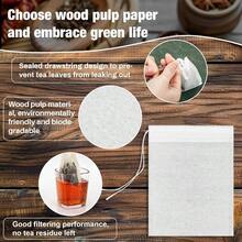 300 PCS Empty Tea Bags Loose Tea - Disposable Tea Bags White Natural Bulk Fillable Empty Tea Bags With String Empty Tea Bag Tea Coffee Spice Cooking - Initial - View 3