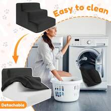 3-Tier Pet Climbing Ladder, Includes Sofa Step, Bedside Step, Cat Climbing Ladder, Dog Climbing Ladder, Foldable Anti-Slip, Serves Training And Play, Detachable Steps For Easy Cleaning