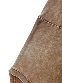 Retro Washed T-Shirt Double Sided Printed (230 Pure Cotton T-Shirt) 'GOD TURNS BROKEN PIECES'  Letter Print, Christian Gift, Men's T-Shirt, Men's Casual, Comfortable, Fashionable T-Shirt, Street Style Cotton - 咖啡棕 - 查看 4