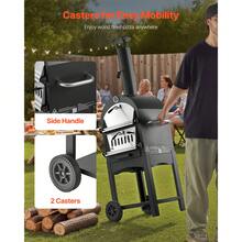 Outdoor Pizza Oven, 12" Pellet Fire Ovens, 2-Layer Pizza Oven Wood Fired, Wood Burning Outdoor Pizza-Oven With 2 Removable Wheels, 1000℉ Max Temperature Fired Pizza-Maker Ovens For Barbecue - Vertical Black 45.8 x 46.4 x 141.8 cm 12-inch - 查看 5