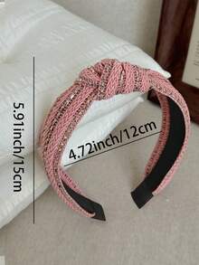 1pc Vintage Minimalist Knotted Wide Headband, Shiny Casual Woven Fabric Headwrap Hair Accessory, Hair Band Hair Hoop ,Hairband For Women