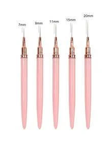 5Pcs Pink Nail Art Brushes Superfine Brush French Manicure Stripe Nail Art Painting Brush Set, UV Gel Nail Liner Brushes Kit And Drawing Liner Brush For Nail Salons,Back To School,School Supplies