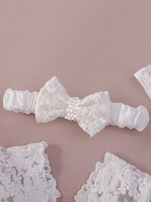 0-2岁女婴白色洗礼礼服套装、婚礼花童泡泡纱裙套装