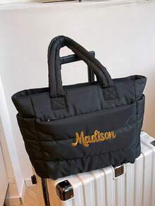 2025 Nowa haftowana torba puchowa, modna torba o dużej pojemności, torba na ramię z wyściółką do pracy, torba na siłownię, torba na laptopa, odpowiednia do pracy, na zakupy, do uprawiania sportu, na wakacje, jako prezent urodzinowy, prezent świąteczny dla rodziny, matki, małżonka, siostry, przyjaciółki, dziewczyny