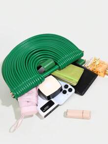 Noodle Element Handbag, Dumpling Shaped Crossbody Bag For Women, Saddle Bag - Green - View 10